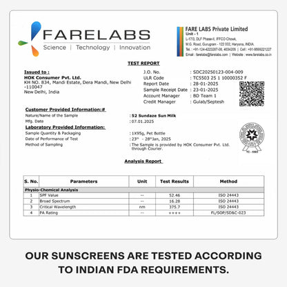 52 Sundaze Sun Milk Crème SPF 50+ PA++++ Sunscreen for Oily Skin