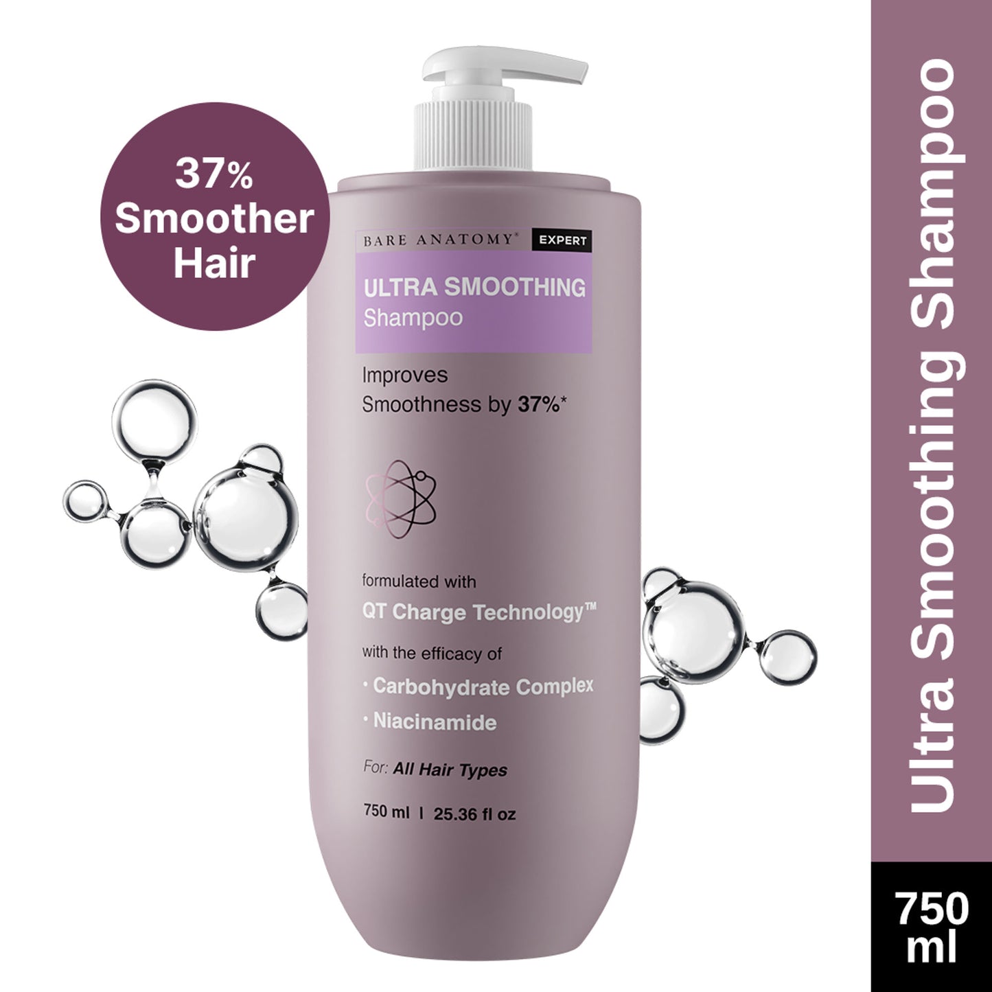 Bare Anatomy Ultra Smoothing Shampoo for Dry and Frizzy Hair Niacinamide Paraben & Sulphate Free