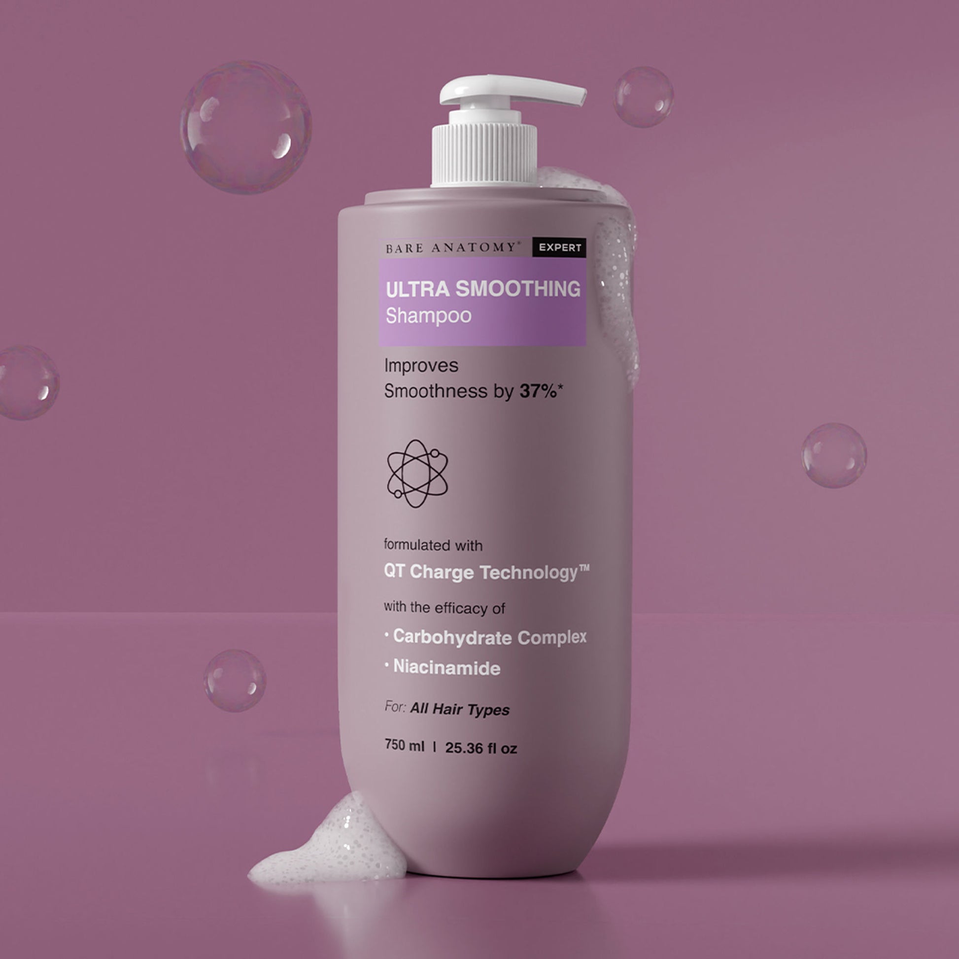 Bare Anatomy Ultra Smoothing Shampoo for Dry and Frizzy Hair Niacinamide Paraben & Sulphate Free