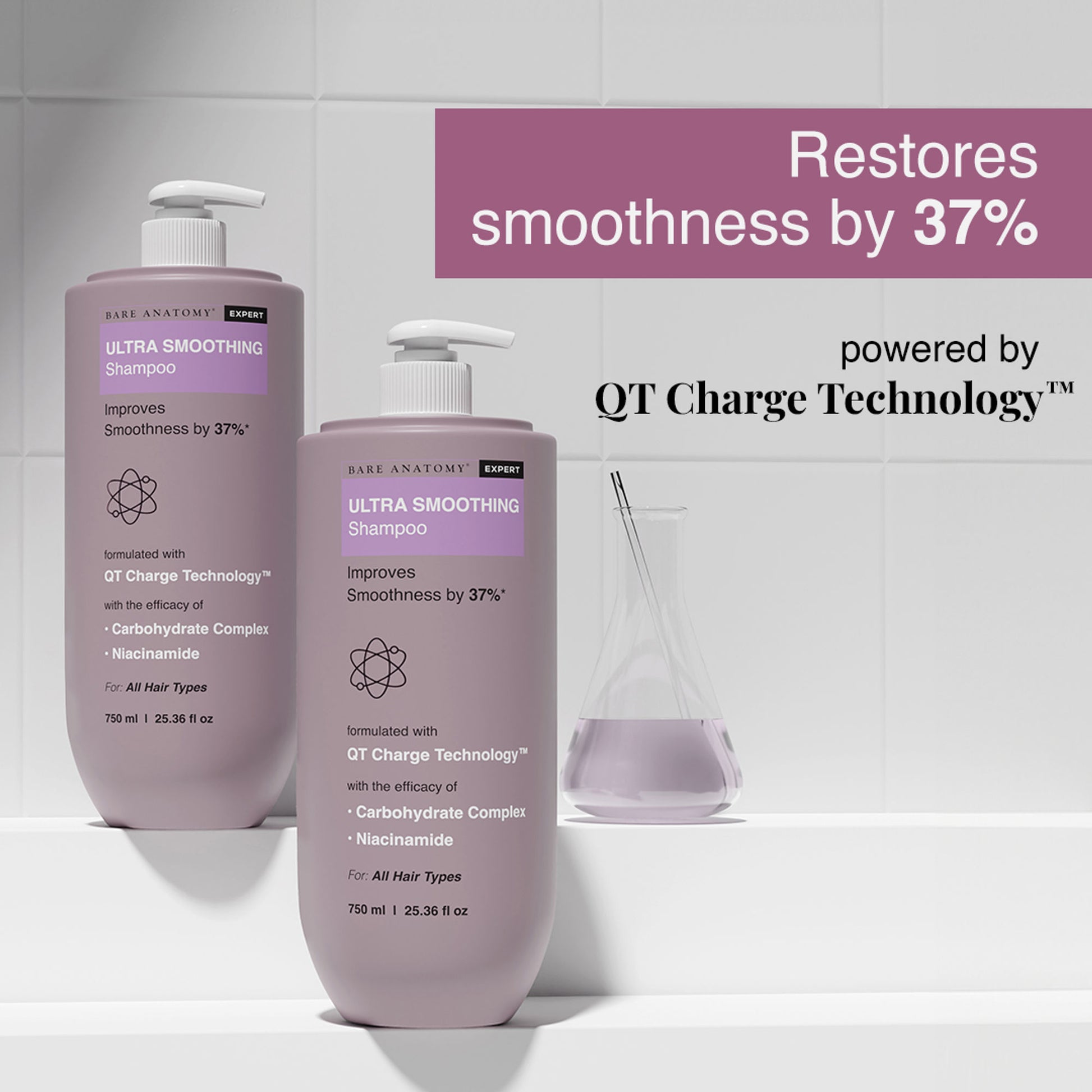Bare Anatomy Ultra Smoothing Shampoo for Dry and Frizzy Hair Niacinamide Paraben & Sulphate Free
