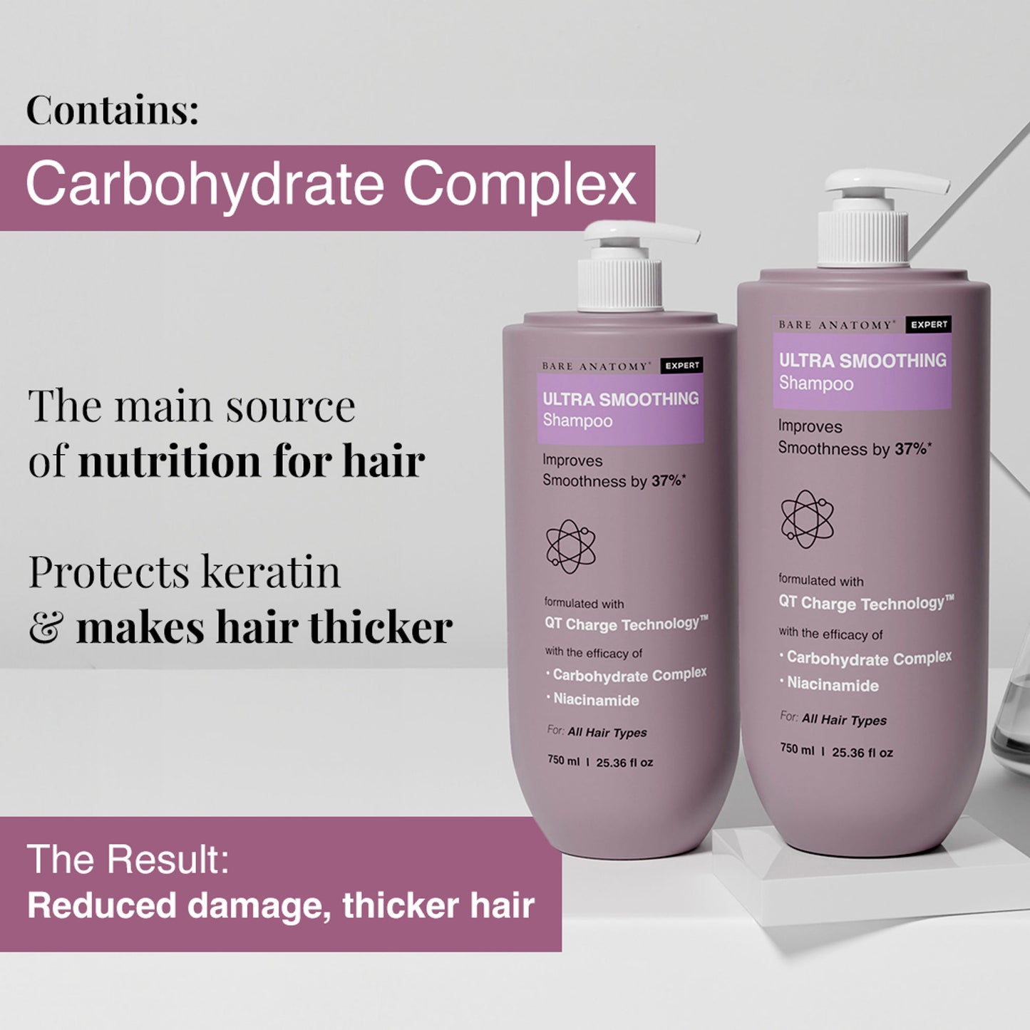 Bare Anatomy Ultra Smoothing Shampoo for Dry and Frizzy Hair Niacinamide Paraben & Sulphate Free