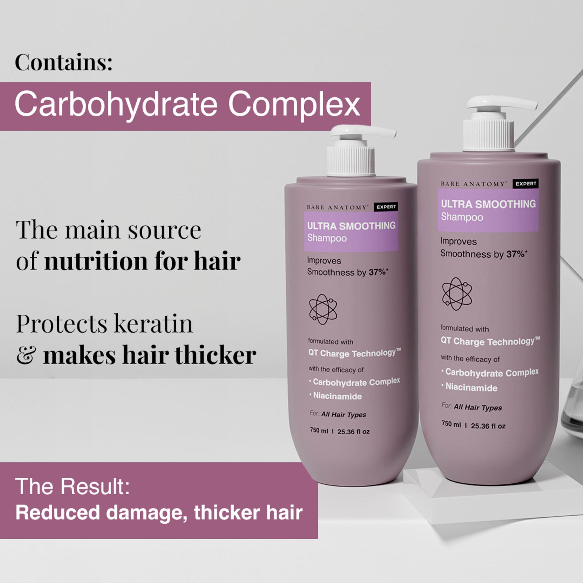 Bare Anatomy Ultra Smoothing Shampoo for Dry and Frizzy Hair Niacinamide Paraben & Sulphate Free