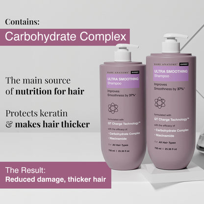 Bare Anatomy Ultra Smoothing Shampoo for Dry and Frizzy Hair Niacinamide Paraben & Sulphate Free