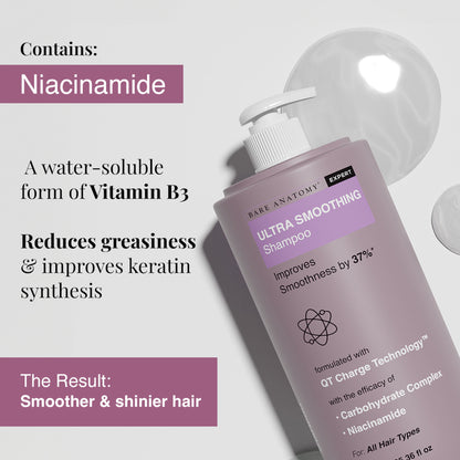 Bare Anatomy Ultra Smoothing Shampoo for Dry and Frizzy Hair Niacinamide Paraben & Sulphate Free