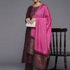 Indyancart VA Women's Burgundy Floral Embroidered Sequinned Kurta with Trousers & Dupatta