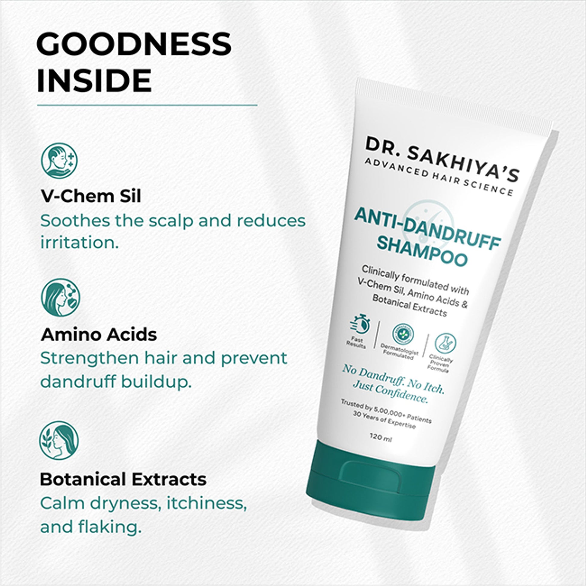 Dr. Sakhiya Anti-Dandruff Shampoo, Itchy Scalp Relief For Men & Women