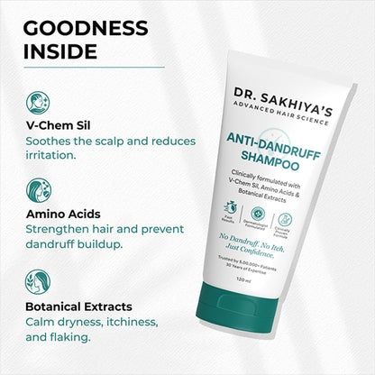 Dr. Sakhiya Anti-Dandruff Shampoo, Itchy Scalp Relief For Men & Women