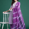 Dhiyona IE Leheriya Printed Thread Work Pure Cotton Kurta With Trousers & Dupatta