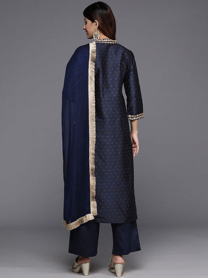 Indyancart VA Women'sSequinned Kurta with Trousers & Dupatta