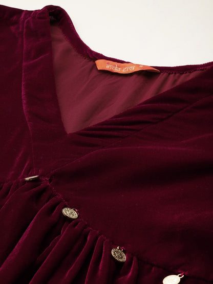 Indyancart IE Empire Velvet Kurta With Trousers & Dupatta