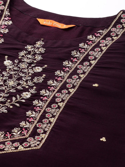 Dhiyona IE Floral Embroidered Regular Kurta with Trousers & Dupatta