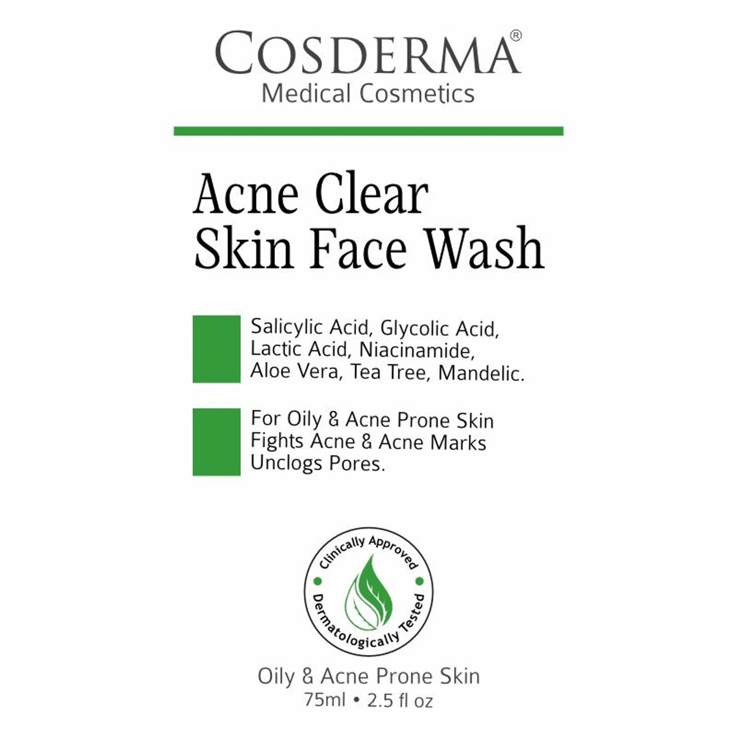COSDERMA Acne Clear Skin Face Wash