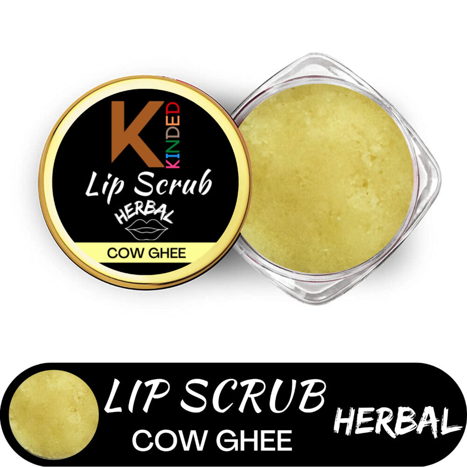 KINDED Lip Sugar Scrub Herbal Exfoliator - Cow Ghee