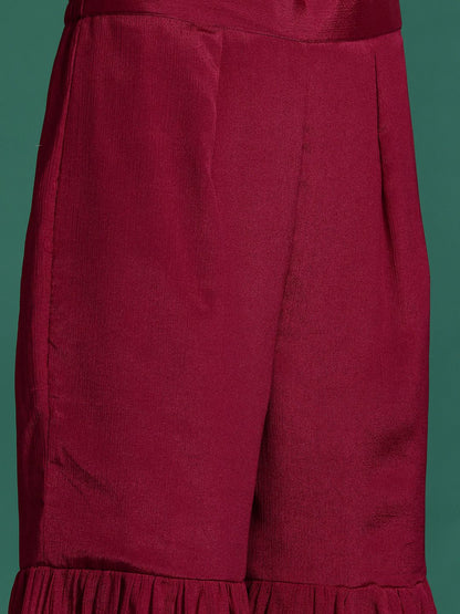 Indyancart IE Ethnic Motifs Embroidered Kurta with Sharara & Dupatta