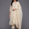 Dhiyona VA Women'sEthnic Motifs Yoke Design Sequinned Kurta With Trousers & Dupatta