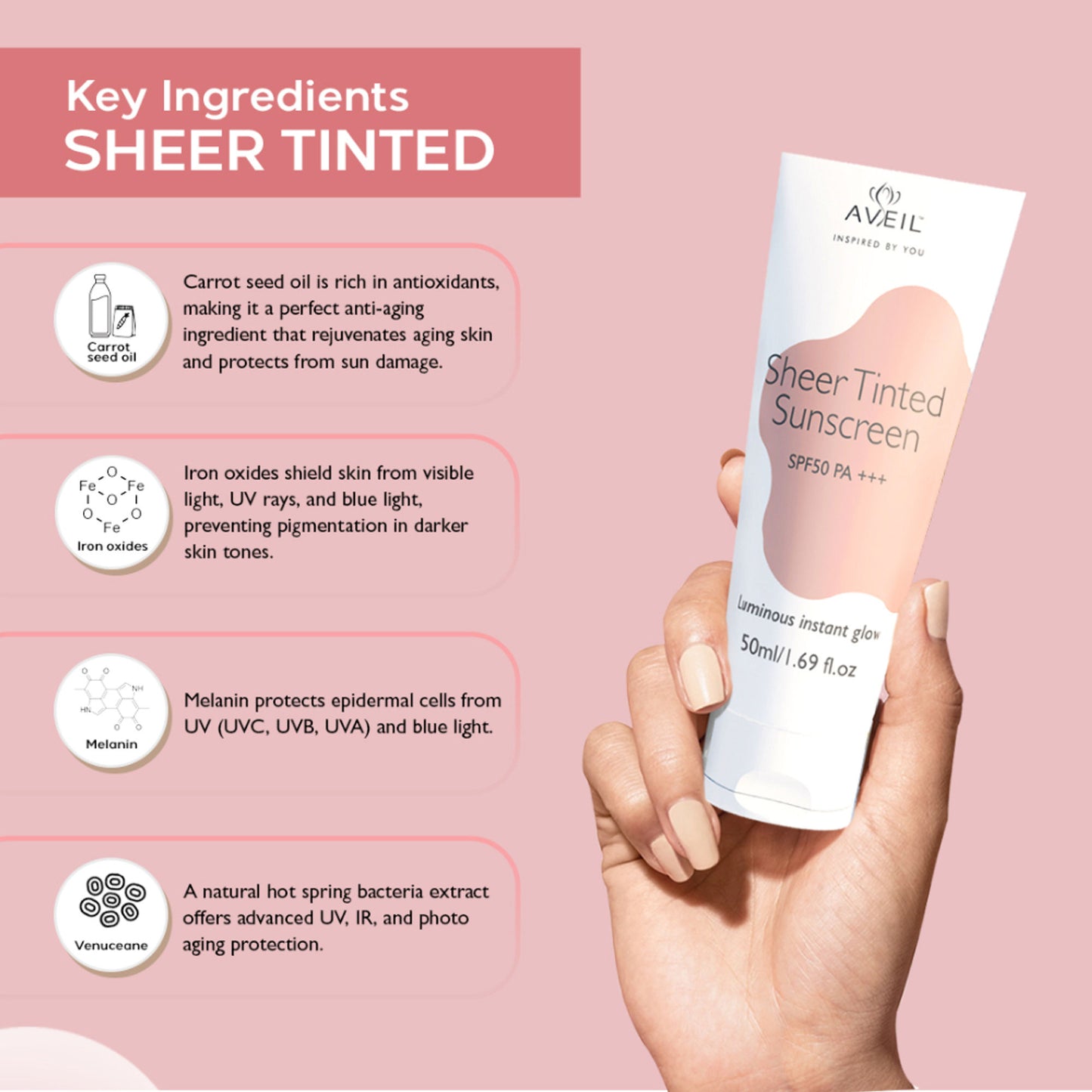 AVEIL Sheer Tinted Sunscreen SPF 50