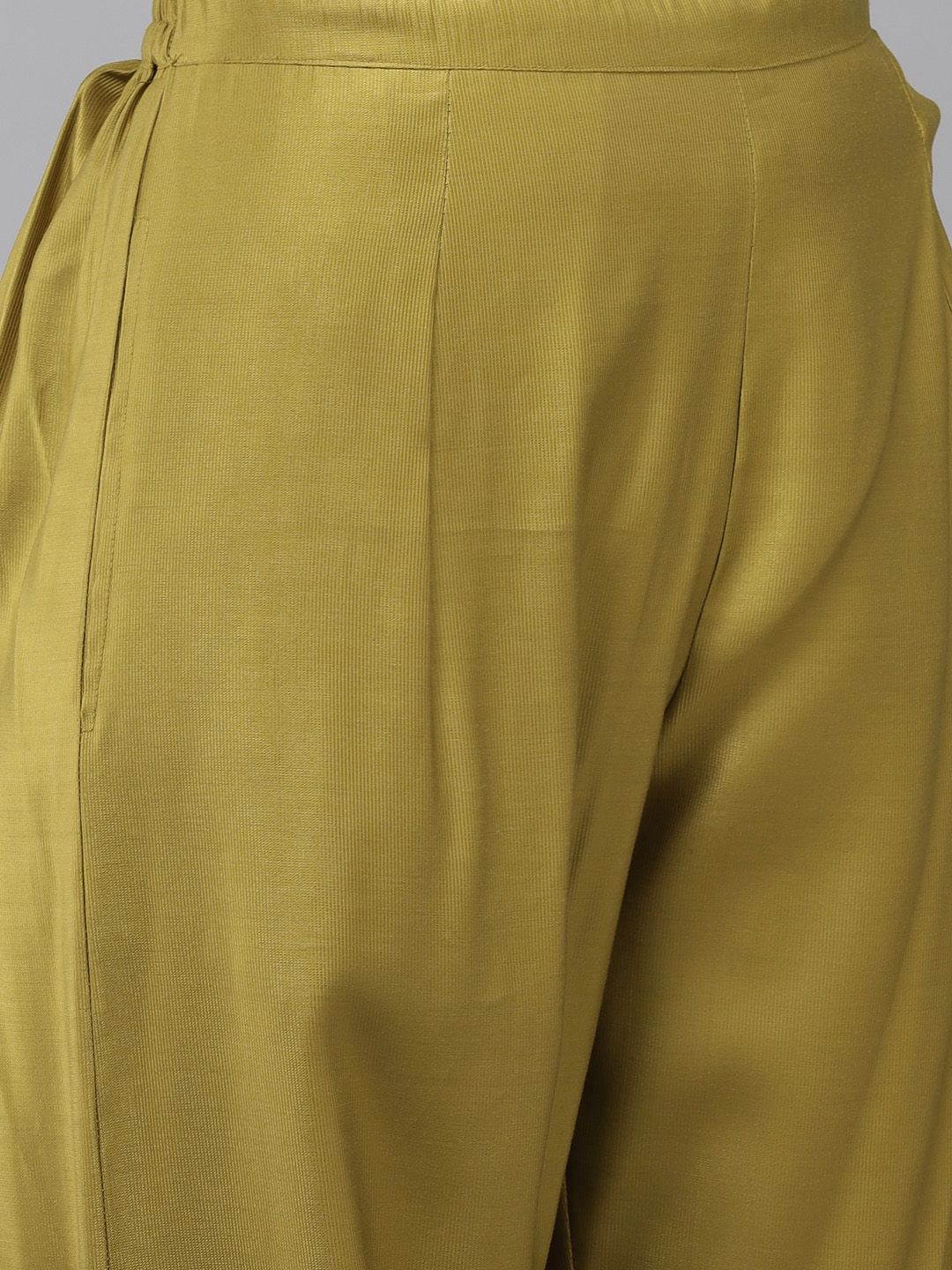 Indyancart IE Women Olive Green Regular Liva Kurta with Trousers & With Dupatta