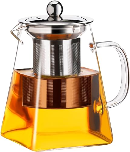 Jinelza Pyramid Shape Borosilicate Glass Tea Pot with Infuser 750ml