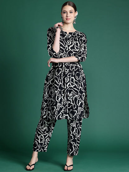 Indyancart IE Women Printed Pure Cotton Ethnic Co-Ords Set