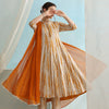 Women's Striped Dyed Mandarin CollarThree-Quarter Sleeves Kurta Set