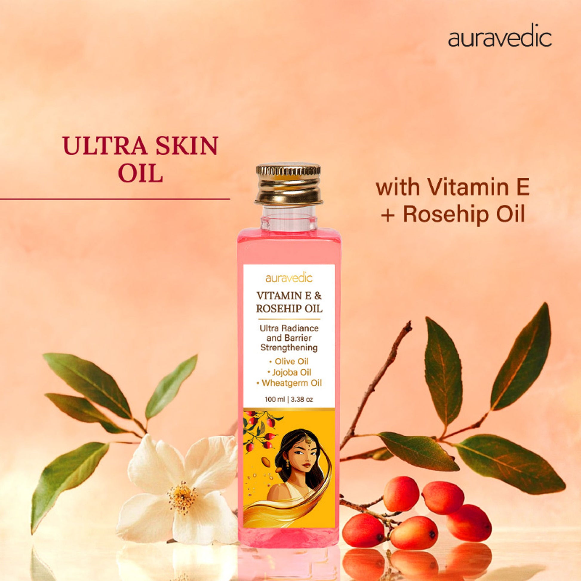 AuraVedic Ultra Skin Oil With Vitamin E Oil ,rosehip Oil , Olive Oil For Skin, Almond Oil For Skin
