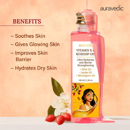 AuraVedic Ultra Skin Oil With Vitamin E Oil ,rosehip Oil , Olive Oil For Skin, Almond Oil For Skin