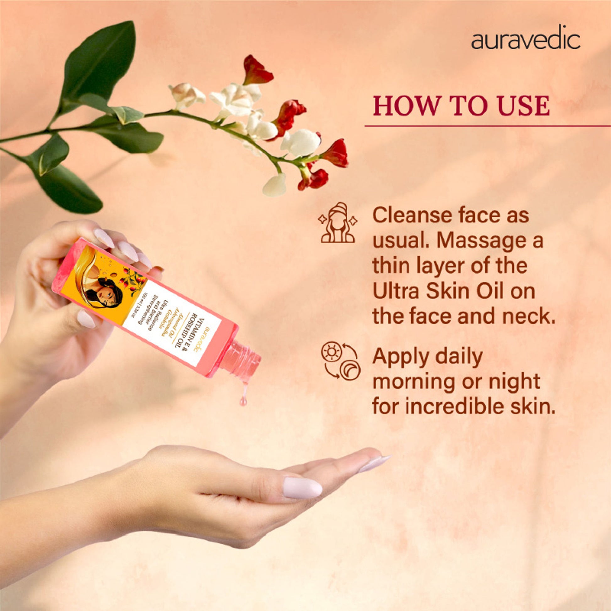 AuraVedic Ultra Skin Oil With Vitamin E Oil ,rosehip Oil , Olive Oil For Skin, Almond Oil For Skin