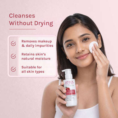 Lotus Herbals Whiteglow Skin Whitening & Brightening Cleansing Milk, Makeup Remover, All Skin Types