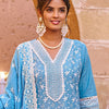 Dhiyona IE Women Floral Embroidered Thread Work Pure Cotton Kurta with Trousers & Dupatta