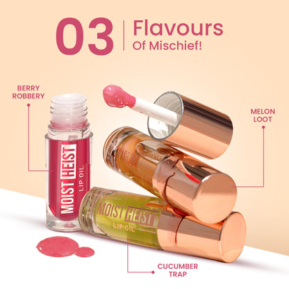 Swiss Beauty Moist Heist Lip Oil Colour-Changing With Vitamin E & Mint Oil - 3 Melon Loot
