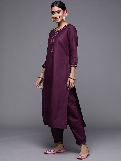 Dhiyona IE Women Round Neck Ethnic Motifs Kurta & Trousers With Dupatta