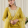 Dhiyona IE Ethnic Motifs Embroidered Thread Work Straight Kurta With Trousers & Dupatta