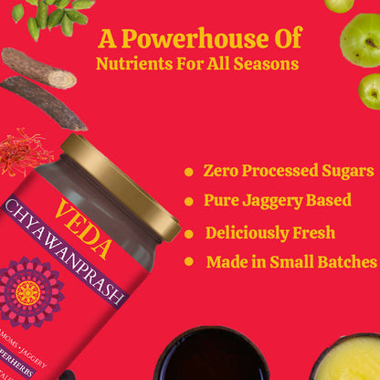Veda Chyawanprash (Sugar Free) - All Season Jaggery Chyawanprash with Amla & Saffron, Pure & Fresh