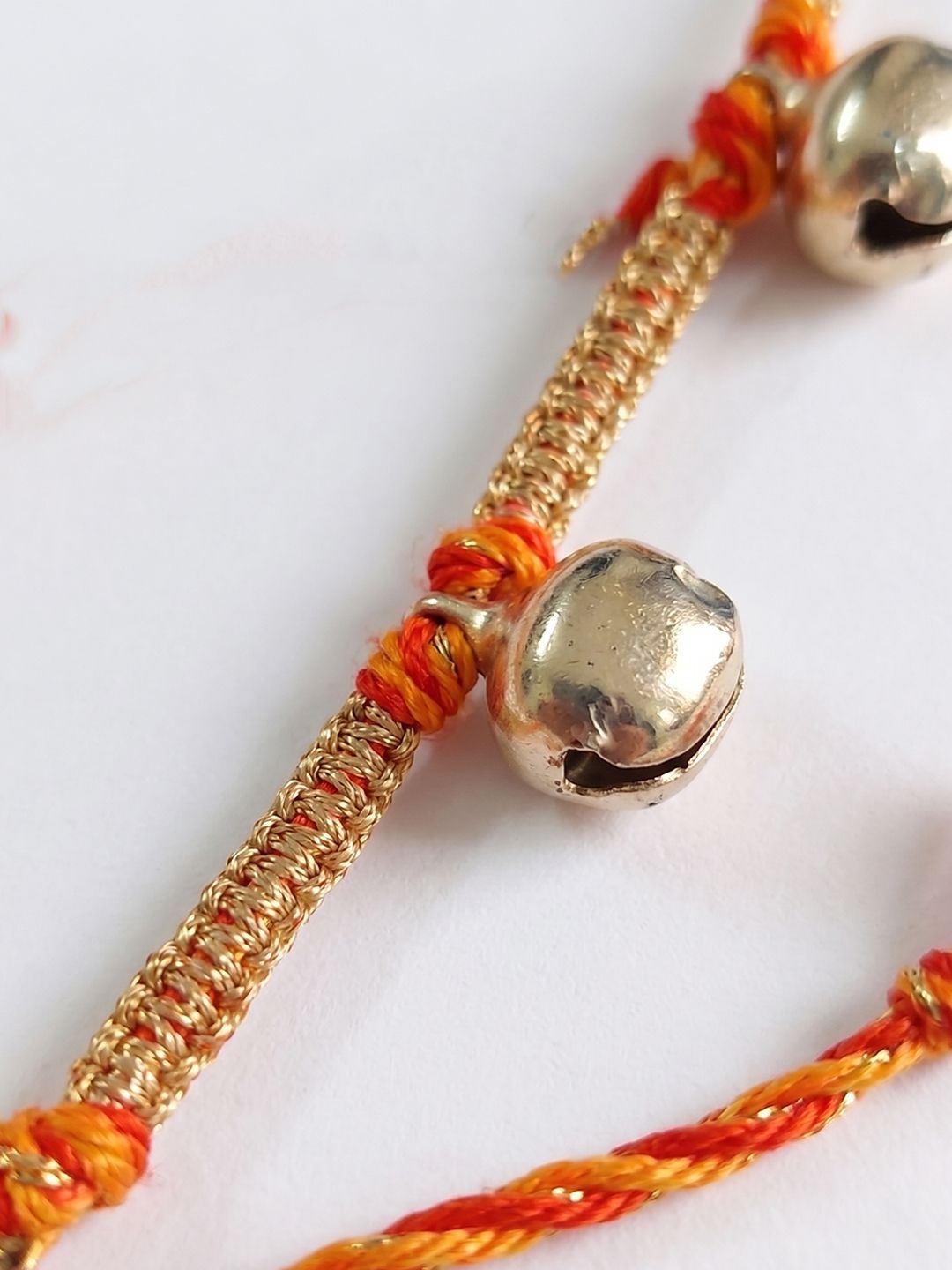 Anouk Golden Ghungroo Thread Rakhi With Roli Chawal Chandan Mishri