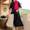 Dhiyona IE Women Colourblocked Mandarin Collar Pure Cotton A-Line Kurta with Trousers