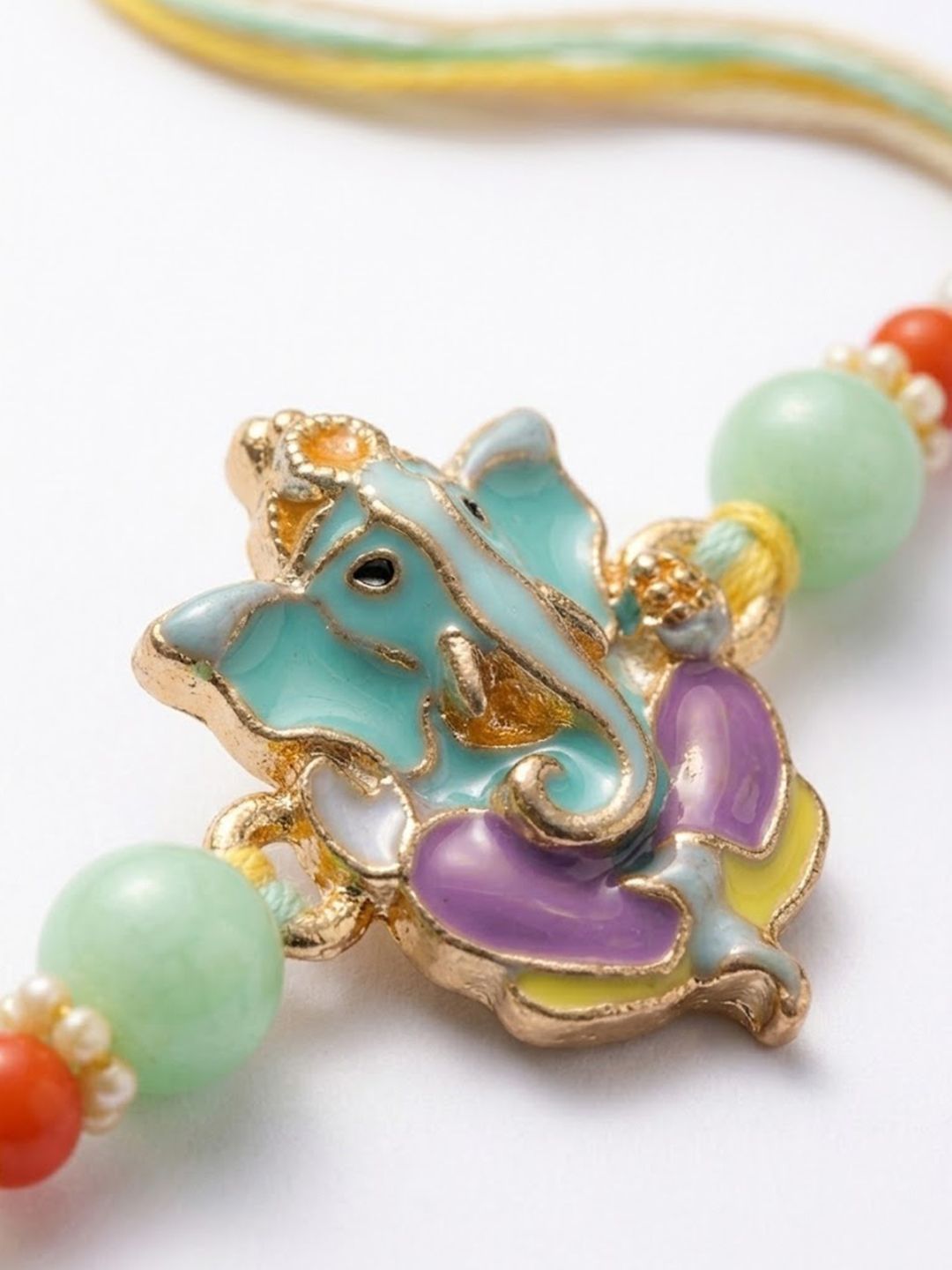Anouk Multicolor Artificial Beads Ganesh Ji Thread Rakhi With Roli Chawal Chandan Mishri