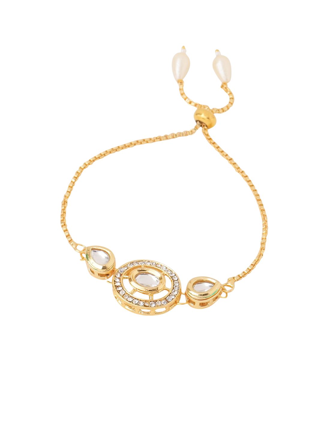 Anouk Set Of 2 Gold Toned Kundan Bhaiya Bhabhi Rakhi With Roli Chawal Chandan Mishri