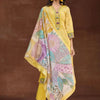 Dhiyona IE Women Ethnic Motifs Printed Regular Thread Work Linen Kurta with Trousers & With Dupatta