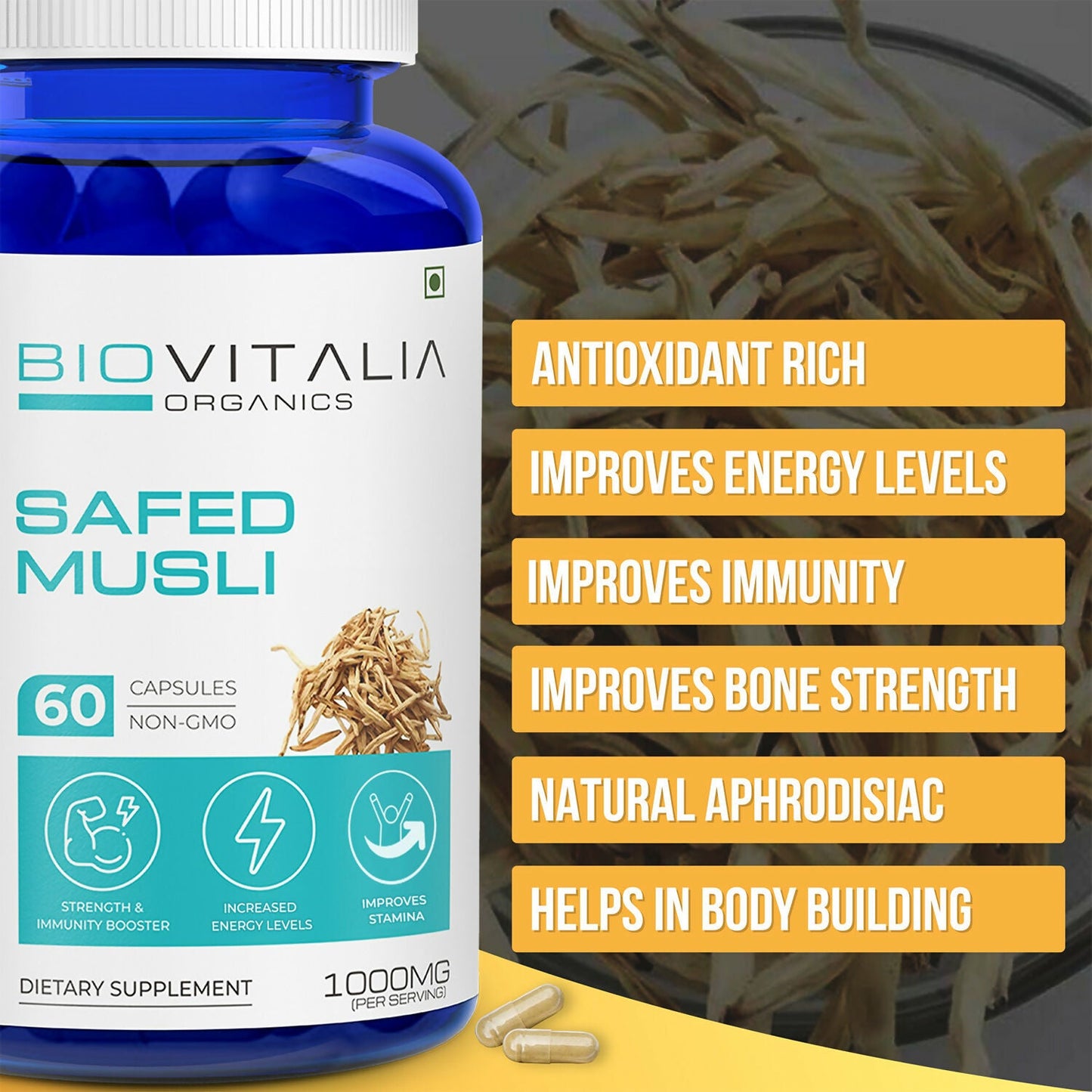 Biovitalia Organics Safed Musli Extract Capsules