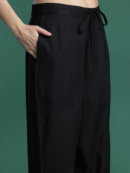 Indyancart IE Indo era Embroidered Straight Tunic & Trousers Co-Ord Set
