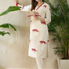 Dhiyona IE Animal Printed Pure Cotton A Line Kurta With Trousers