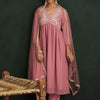 Dhiyona IE Women Paisley Embroidered Regular Thread Work Kurta with Trousers & With Dupatta