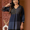 Dhiyona IE Colourblocked V-Neck A-Line Kurta With Trousers