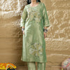 Indyancart IE Women Floral Embroidered Regular Thread Work Kurta with Trousers