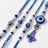 Dhiyona Set Of 4 Designer Blue Evil Eye Thread Rakhi With Roli Chawal Chandan Mishri