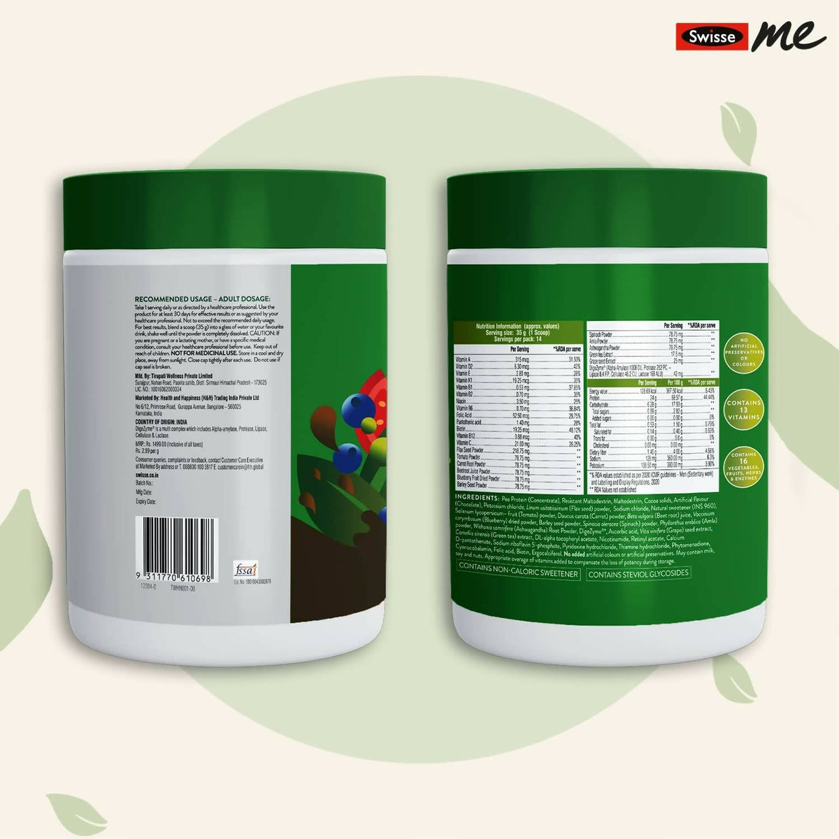 Swisseme Plant Protein Powder - Daily Nutrition For Men & Women