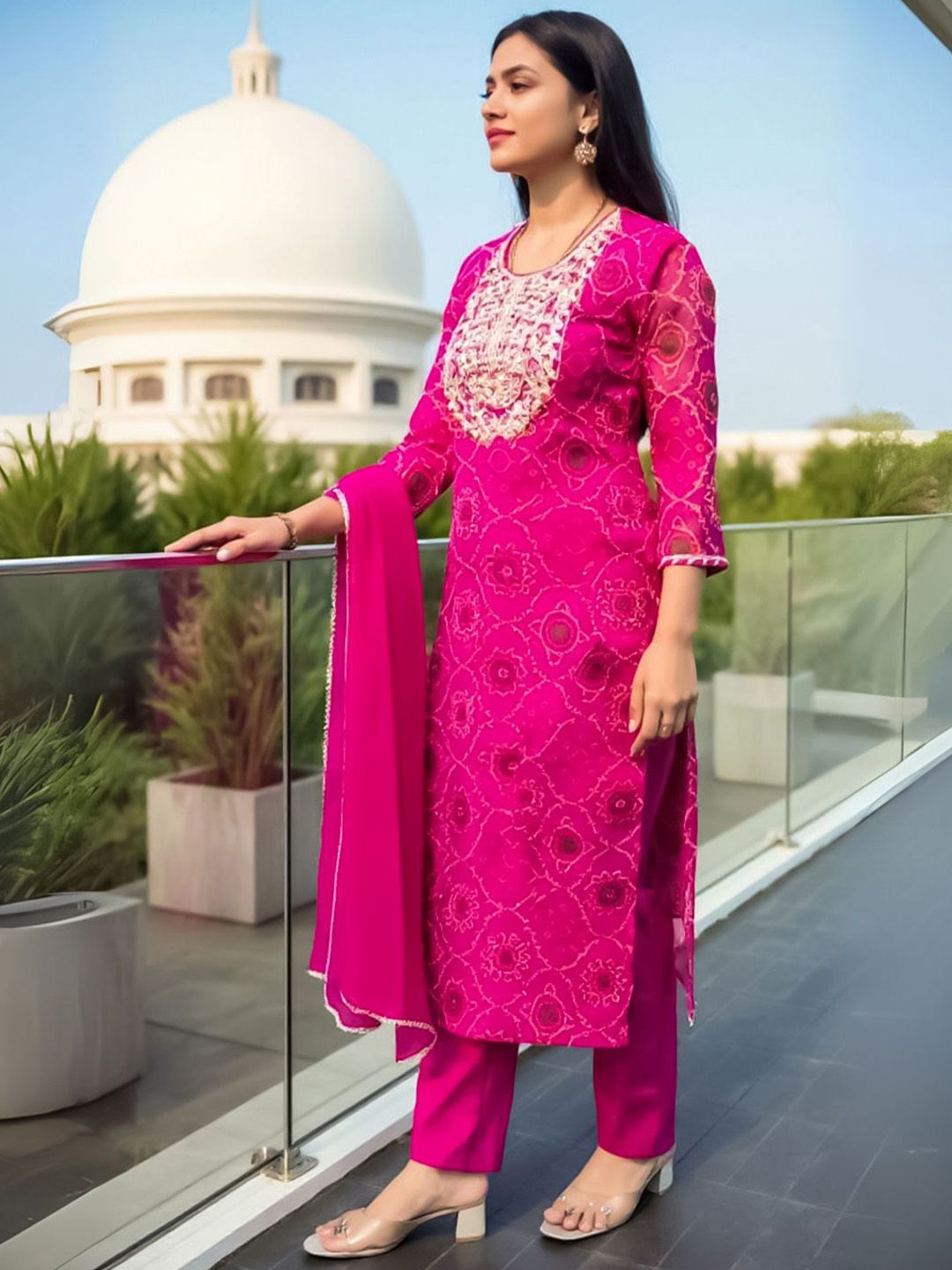 Women Ethnic Motifs Embroidered Kurta with Trouser & Dupatta