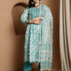 Dhiyona SN Women's Floral Printed Pure Cotton Anarkali Kurta & Trousers With Dupatta