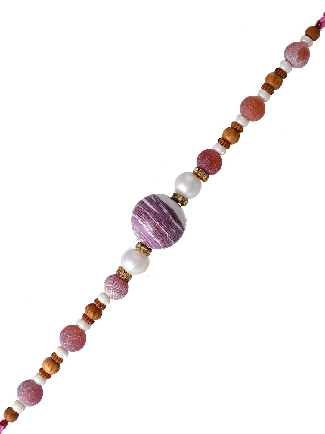 Anouk Brown Sapphire & Embellished Beaded Thread Rakhi With Roli Chawal & Greeting Card