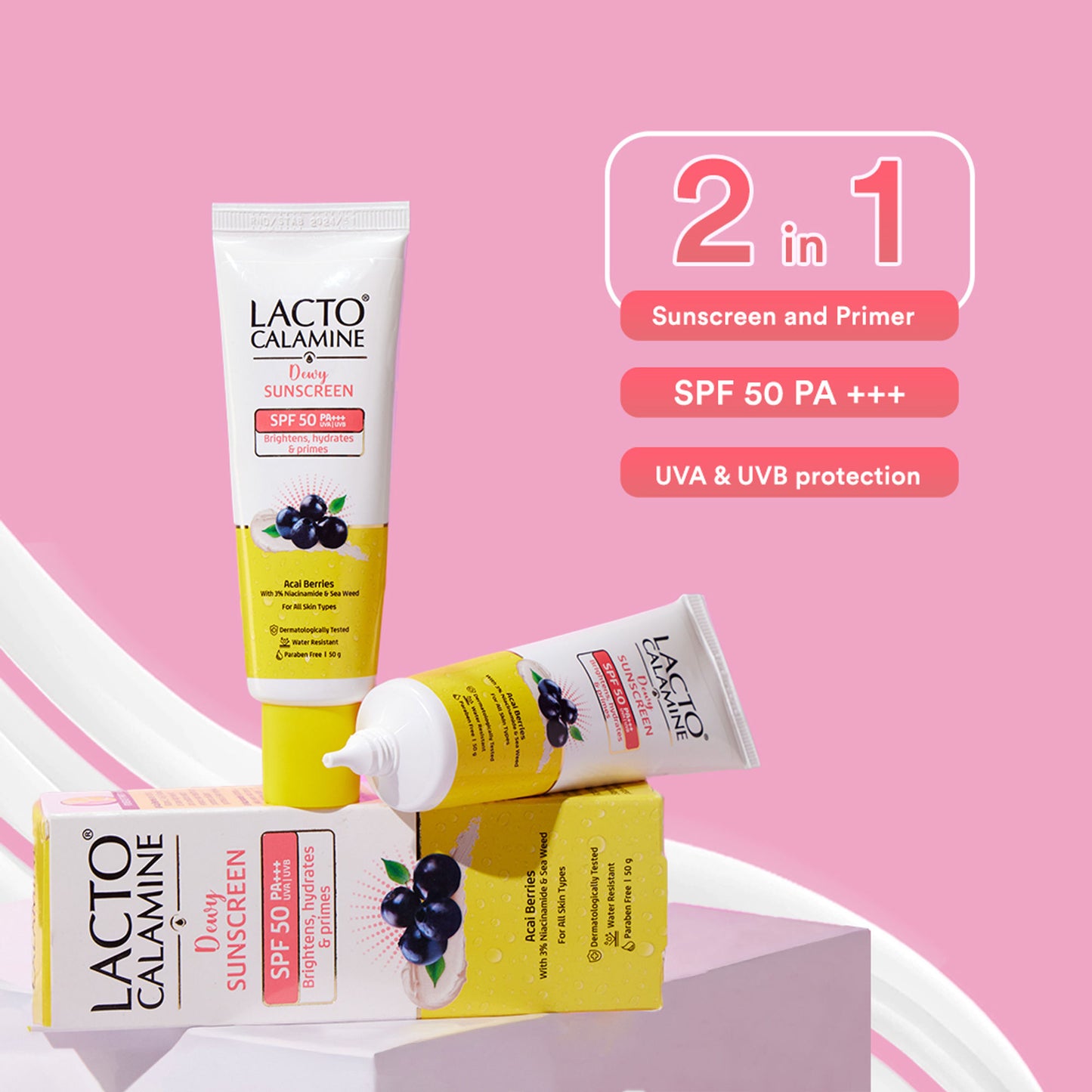 Lacto Calamine Dewy Glow Lightweight Sunscreen SPF 50 PFA +++ UVA & UVB Protection-Oily Skin